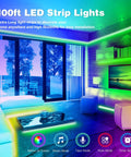 Led Strip Lights For Bedroom 100 Ft Twin Rolls Music Sync RGB Color Changing With App Control For Party And Home Decor