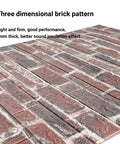 10 Pack Dope 3D Faux Stone Wall Panels Peel And Stick Rust Red Brown Brick Foam Wallpaper close-up with brick texture