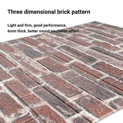 10 Pack Dope 3D Faux Stone Wall Panels Peel And Stick Rust Red Brown Brick Foam Wallpaper close-up with brick texture