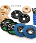 Wood Carving Disc Set For 4 Inch And 4.5 Inch Angle Grinders, 14 Piece Grinding Wheels Kit With 7/8 To 5/8 Inch Arbor Adapters displayed