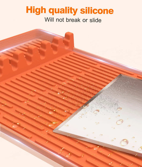 Silicone Grill Mat For Blackstone Griddles With Drip Pad Large Sixteen By Eleven And A Half Inch Tool Organizer, close-up view