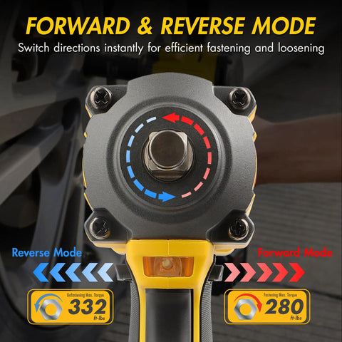 Wagan Onevolt 3-in-1 Cordless Electric Power Tool With Brushless Motor And 280 Ft-Lbs Torque Forward and reverse mode switch close-up.