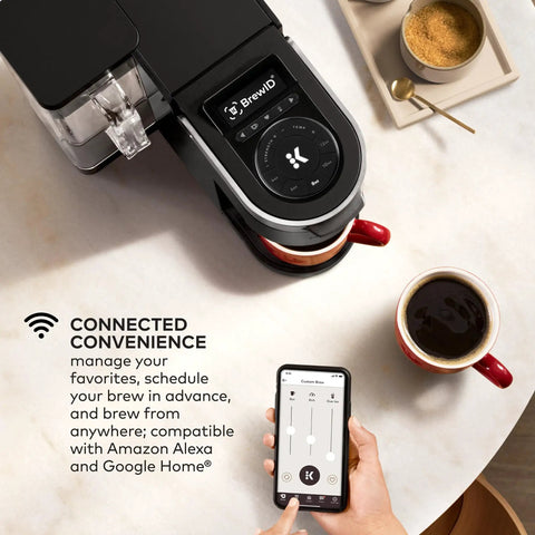 Smart No Fuss Coffee Maker With BrewID And MultiStream Technology for Custom K Cup Pod Brews with smartphone control