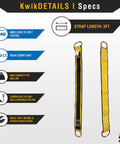 Gibbon Grip 3 Ft Cross Arm Safety Strap 2 Pack For Beam Chokers And Fall Arrest Systems With Web Pass Through And Double D Ring Anchors ANSI OSHA Protection shown with specifications and compliance details