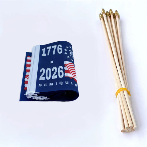 250th Anniversary USA Flags On Sticks 5X8 Inch Mini Handheld Flags 12 Pack Patriotic Flags For 1776 To 2026 Independence Day
