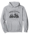 Gray pullover sweatshirt with 'Combine Harvester Driver' print, Dope Combine Harvester Driver Hoodie For Farm Life Fans Cool Gear