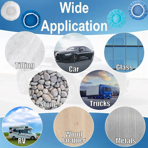 20 Piece Car Buffer Pad Set For Orbital Polisher 5 To 6 Inch Pads For Polishing Buffing And Waxing With Navy Blue Terry Cloth White Wool And Blue Non Woven Pads For A Pro Shine, wide application