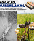 Two MorningRo pipe repair clamps for 1/2 in pipes (0.84 in OD), steel, 4 in long; shown leaking pipe and outdoor installation.