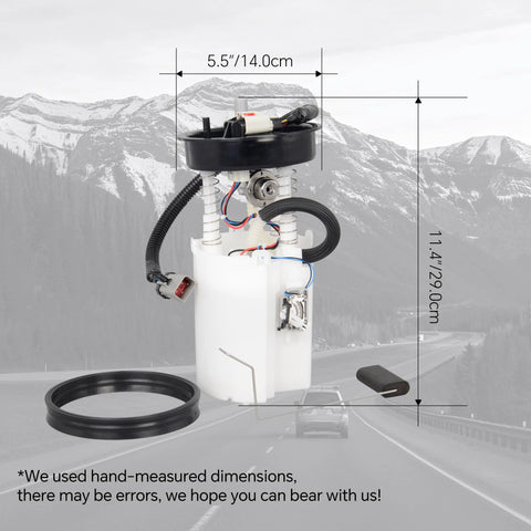 Electric Fuel Pump Assembly For 1996 Jeep Grand Cherokee 4.0L Six And 5.2L V8 Replaces OE E7099M with dimensions