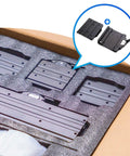 No Sweat Quick Swap Toolhead Interface For Snapmaker 2 Series all metal black mount plates arranged in foam packaging.