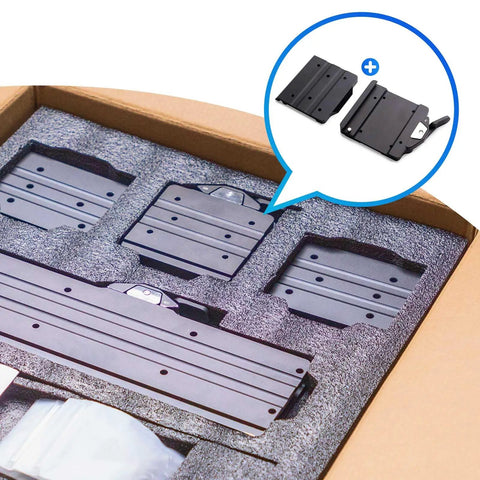 No Sweat Quick Swap Toolhead Interface For Snapmaker 2 Series all metal black mount plates arranged in foam packaging.