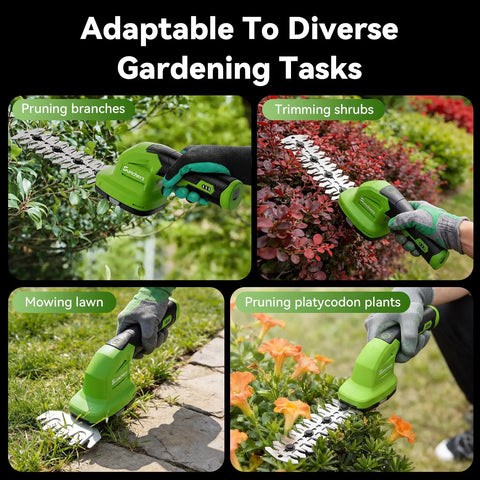 2-In-1 Cordless Hedge Trimmer And Grass Shear, Lightweight Handheld Yard Tool With Rechargeable 7.2V Battery And Type C Cable