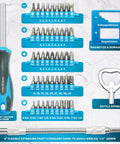 Cool 71pc Magnetic Screwdriver Set With Chrome Vanadium Steel Bits, Phillips And Torx Drivers Plus Flex Shaft Kit For Any Gadget Repair Job Or Craft Projects In Style. 71pc set with 1/4 bit holder and flex shaft