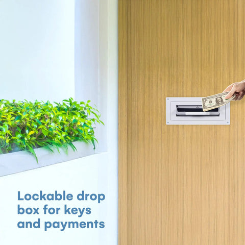 Through The Door Locking Key Drop Box Heavy Duty Rainproof Mail Slot For Business With Tubular Lock Baffle And Anti Theft Plate