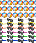 48 Piece Beach Ball And Neon Sunglasses Party Favors Set With 24 Inflatable 12 Inch Beach Balls 24 Neon Sunglasses