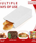 4Lb White Paper Bags Pack Of 150 Count For Lunches Cookies Holidays And Arts And Crafts Eco Friendly White Kraft Bags Great For Snack Bags And Gift Wrapping, showing bread inside