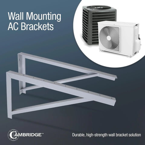 Beefed Up 30 Inch Wall Mount Brackets For Mini Split AC System, 600 Lb Capacity, Powder Coated 10 Gauge Steel Triangle Brackets