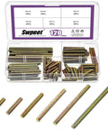 120 Piece Galvanized Carbon Steel Heavy Duty Fully Threaded Rod Kit In Six Handy Sizes M4 X 16mm, 20mm, 30mm, 40mm, 50mm, 60mm For Furniture Projects Machinery DIY Assembly, in storage case