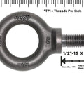 Nine Pack 1/2-13 Eye Bolts, 1 Inch Long, forged carbon steel eyebolt with threaded shank, ASME compliant