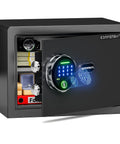 20 Lb Smart Biometric Safe with Fingerprint Lock, door open showing contents, LED light, backlit keypad for quick access