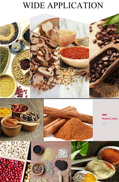 Various grains and herbs suitable for Pro Grade High Efficiency Grain Grinder And Herbal Pulverizer For Grains And Dry Herbs