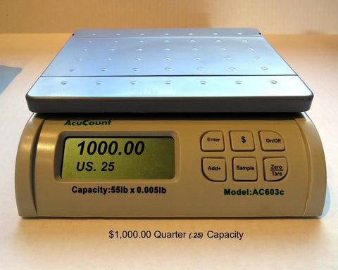 Coin Counting Scale And Money Counter For Cash Handling, Accurate Currency Weighing Machine with digital display, Model AC603c