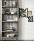 Bookshelf with Distressed Wood Peel And Stick Wallpaper Roll 17.71 Inch by 472 Inch Self Adhesive Shiplap Wood Grain for decor