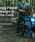 Person using Beast Mode Heavy Duty Wood Chipper Shredder Mulcher Three In One 7 Horsepower Yard Cleanup Power Tool with top hopper in garden.
