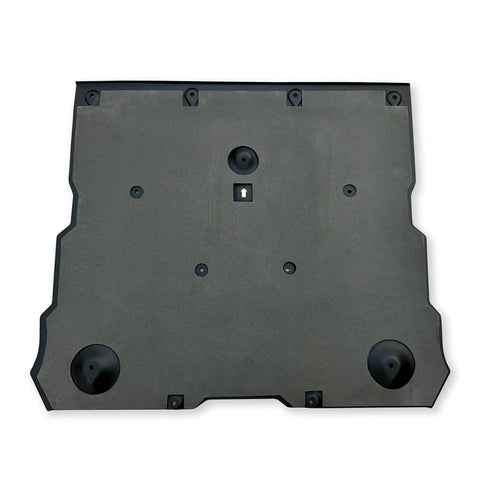 Crush Proof Hydroformed Aluminum Skid Plates For Tesla Model Y Front And Rear With Thick Acoustic Foam To Zero Out Road Noise And Shield Critical Axles During Rough Drives 2020 To 2025, underside view