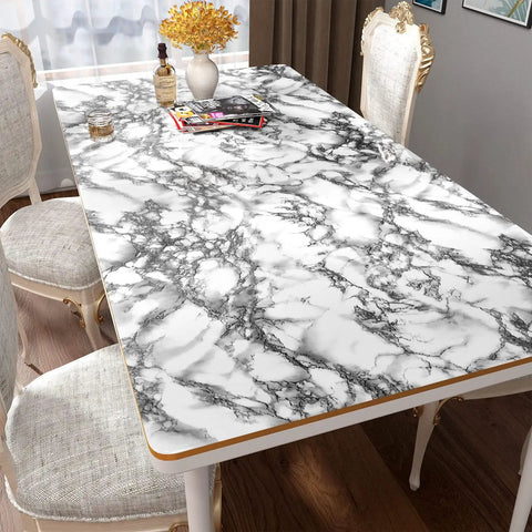 Table covered with Grey Marble Contact Paper For Countertops Peel And Stick Waterproof Self Adhesive Marble Wallpaper For Kitchen And Bathroom Countertop Upgrade DIY Glossy Removable Home Decor 30 By 118 Inches.