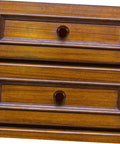 Eight Pack Round Wood Door Knobs For Drawers Wardrobes Cabinets And Closets Easy Install Smooth Finish Boho Vintage Style Handles For Furniture DIY Makeover Durable Hardwood Hardware installed on wooden drawers.