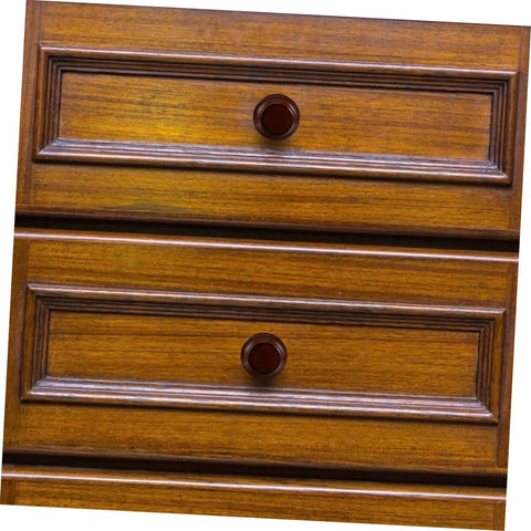 Eight Pack Round Wood Door Knobs For Drawers Wardrobes Cabinets And Closets Easy Install Smooth Finish Boho Vintage Style Handles For Furniture DIY Makeover Durable Hardwood Hardware installed on wooden drawers.