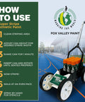 Game Day Ready Athletic Field Line Marking Paint Kit Including Twelve Cans Of Bright Orange Coating Matched With A Straight Shot Striping Machine for usage instructions.
