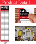Heavy Duty Red Ladder Inspection Labels 120 Pack adhesive stickers, 8.5x2 inches, used for job site safety checks.