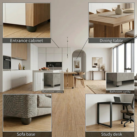 Interior scene showcasing 12 Pack M8 Adjustable Furniture Feet In 304 Stainless Steel Leveling Screws stabilizing furniture.