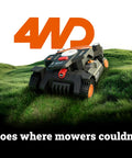 Landroid Vision Cloud 4WD Robot Lawn Mower No Perimeter Wire For One Acre With AI Obstacle Avoidance And RTK Cloud Navigation showing 4WD capability