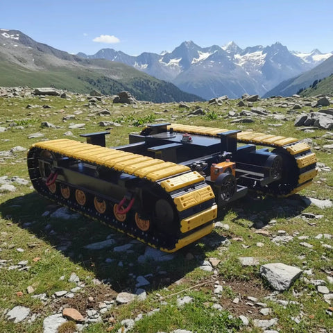 Heavy Duty Self Propelled Machinery Moving Dolly With Remote Control For Industrial Equipment Transport workhorse on rocky terrain.