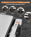 KEINVE 1700W Panini Press Grinder With Adjustable Temp And Time Controls For Perfect Melts Great Non Stick Coating showing height adjustment settings.