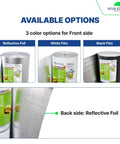 3 color options for Thick 5mm Foam Core Insulation Roll 48 Inch By 50 Feet Reflective Radiant Barrier shown in image
