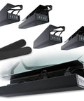 Set Of 4 No-Screw Under Desk Cable Management Trays With Self-Adhesive Install, Cord Organizer, shown with cables and installation.