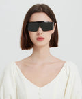 Wide Spectrum IPL Laser Safety Glasses Goggles 190Nm-2000Nm Eye Protection For Laser Hair Removal And Cosmetology Anti Fog Coating OD 2 Plus Low Visible Light Transmittance being worn by a woman, front view.