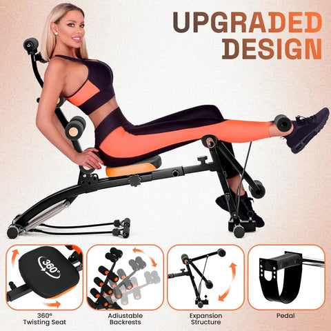 Woman using Ab Workout Bench For Home Gym Adjustable Sit Up Chair With Incline And Decline 12 Plus Exercises Multi Function