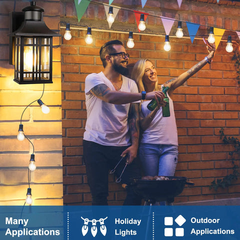 Couple enjoying evening under Motion Sensor Outdoor Porch Light With Dual GFCI Outlets Waterproof Wall Light in Aluminum