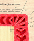 Four Inch 90 Degree Angle Finder Square With Easy To Read Double Sided Scale shows dual-angle markings for precise cuts.