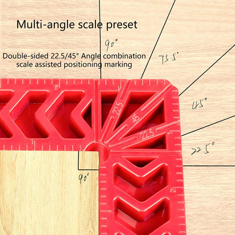 Four Inch 90 Degree Angle Finder Square With Easy To Read Double Sided Scale shows dual-angle markings for precise cuts.