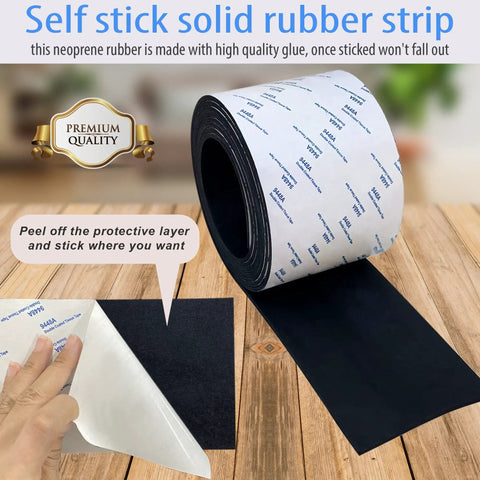 Neoprene Rubber Strip With Adhesive For DIY Gaskets And Pads, Heavy Duty Anti Slip Floor Protection, Anti Vibration Padding, Crafts And Mounting, Four Inch Wide By Ten Feet Long, One Sixteenth Inch Thick, Flexible Outdoor Ready