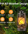 Waterproof Hanging Lanterns With Lit Dancing Flame LED Lights, all-weather bronze lantern in rain