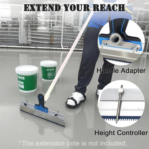 18 Inch Self Leveling Cement Tool Kit With Pro Grade Adjustable 12 To 18 Inch Roller Frame in use on flooring