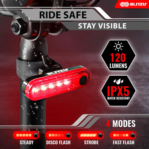Ultra Bright Front And Rear USB Rechargeable Bike Light Set For Night Riding Water Resistant Headlight And Taillight With 9 Modes