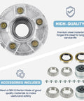 Trailer Wheel Idler Hub Kit 5 Hole 4.5 Inch Bolt Idler Hub For 3500 Lb Trailer Axles Fit One And One Sixteenth Inch To One And Three Eighths Inch Tapered Shaft Heavy Duty Hot Dip Galvanized Set Of Two Not For Straight Shaft components with bearings and accessories